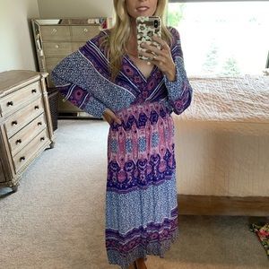 Free People pink & purple boho maxi